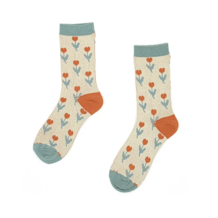 Blommiga bomullsstrumpor