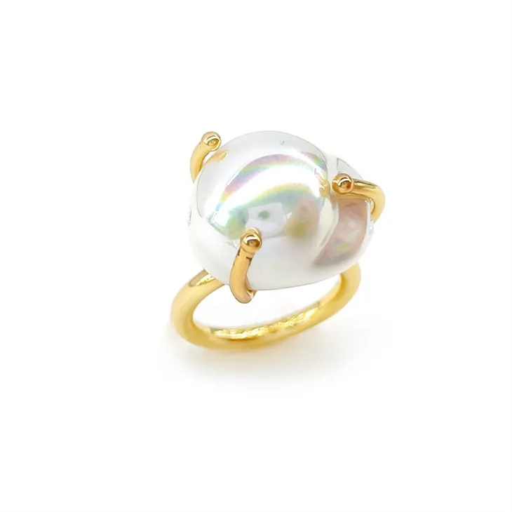 Guld hjärta Pearl Ring