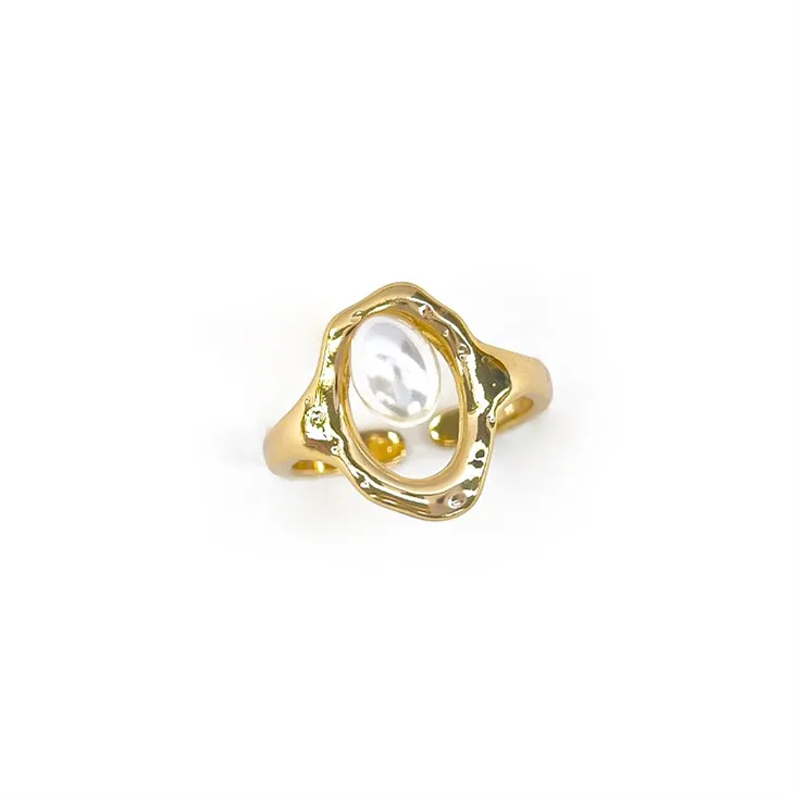Guld Pearl Open Ring