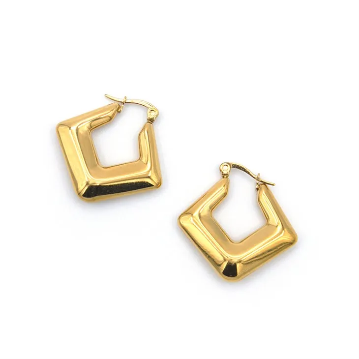 Guld Rhomboid Hoop Örhängen