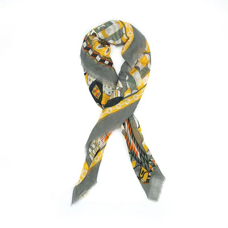 Gråaktigt Heritage Print Ullsnusnäsduk