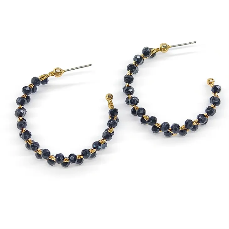 Black Beads Hoop Örhänge