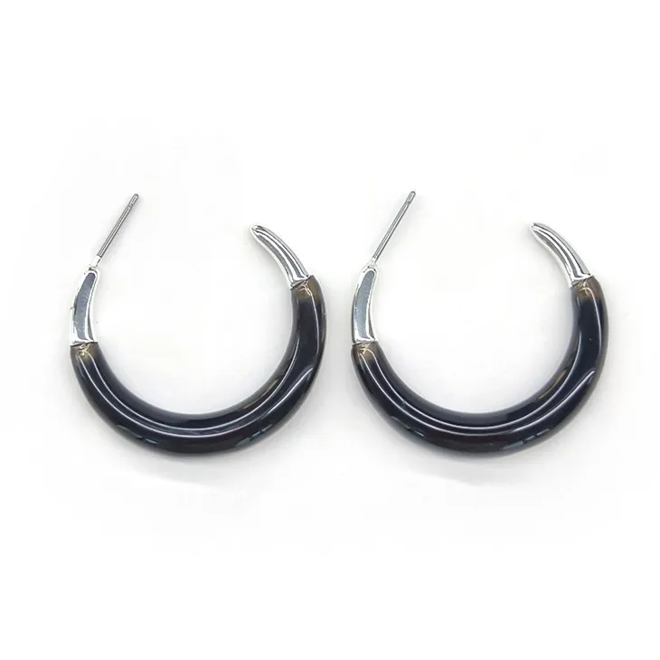 Navy Marble Resin Hoop Örhänge